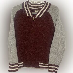 Burgundy and Gray Sweater